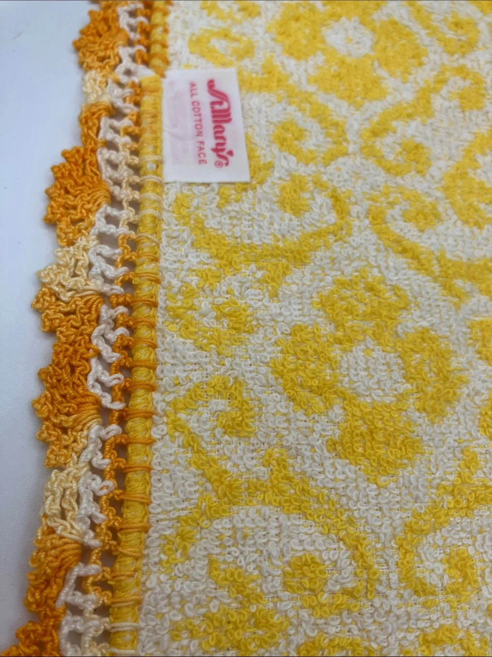 St. Mary’s Yellow Floral Crochet-Edge Hand Towel